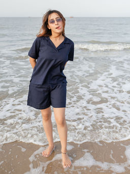 Babli - Royal Blue Top with Shorts Set