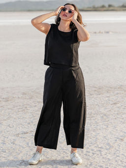 Babli - Kohl Black Top with Palazzo Set