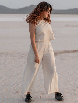 Babli - Khadi Cream Top with Palazzo Set