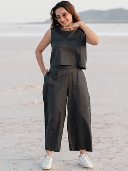 Babli - Slate Grey Top with Palazzo Set