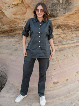 Babli - Slate Grey Shirt with Pant Co-Ord Set