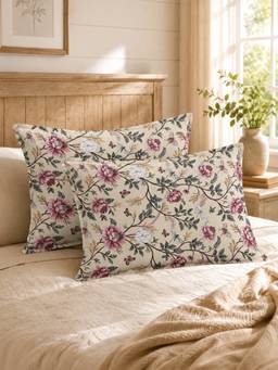 The Home Story - 100% Cotton Pillow Covers (Pack of 2) - Mauve Vine