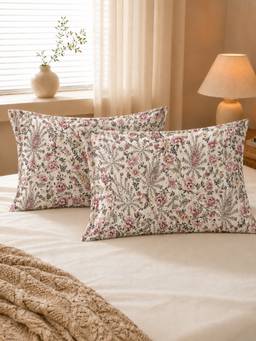 The Home Story - 100% Cotton Pillow Covers (Pack of 2) - Petal Beige