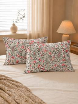 The Home Story - 100% Cotton Pillow Covers (Pack of 2) - Sage Coral