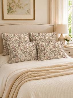 The Home Story - 100% Cotton Pillow Covers (Pack of 4) - Petal Beige