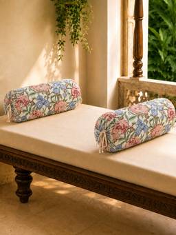 The Home Story - Cotton Bolster Covers (Pack of 2) - Coral Mist