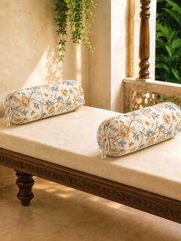 The Home Story - Cotton Bolster Covers (Pack of 2) - Golden Bloom