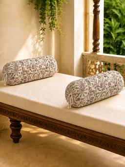 The Home Story - Cotton Bolster Covers (Pack of 2) - Petal Beige