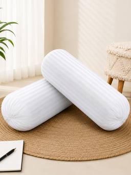 The Home Story - White Microfibre Round Bolster Pillows Pack of 2