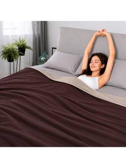 Cortina - Reversible Cooling Blanket Single Bed Lightweight- Brown Beige