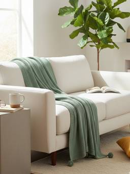 PLUCHI - Cairo 100% Cotton Knitted All-Season AC Throws , Natural