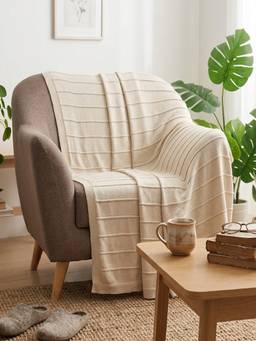 PLUCHI - Rosa 100% Cotton Knitted All-Season AC Throws , Pale Pink
