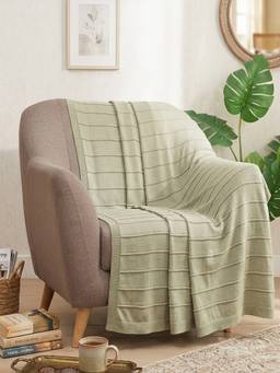 PLUCHI - Gradient Bliss Knitted All-Season Throws , Pale Whisper, Beige & Ivory