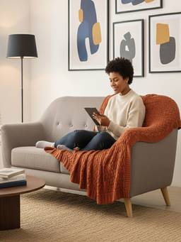 PLUCHI - Criss Cross 100% Cotton Knitted All-Season AC Throws , Medium Life Brown