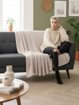 PLUCHI - Nile 100% Cotton Knitted All-Season AC Throws , Sand