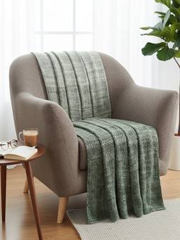 PLUCHI - Jersey Chunky Knit Cotton Knitted All-Season Throws , Green