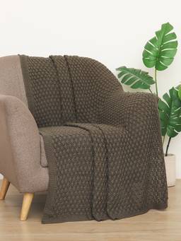 PLUCHI - Popcorn 100% Cotton Knitted All-Season AC Throws , Olive