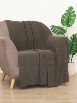 PLUCHI - Moss Stitch 100% Cotton Knitted All-Season AC Throws , Olive