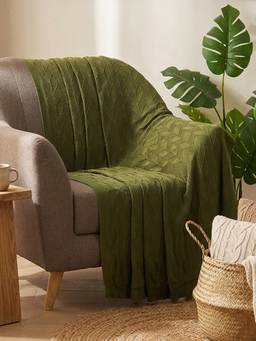 PLUCHI - Chunky Jersey 100% Cotton Knitted All-Season AC Throws , Hunter Melange