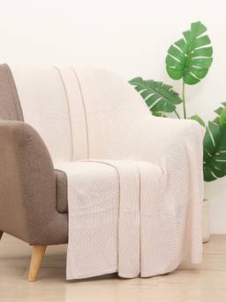 PLUCHI - Seed Stitch Natural Cotton Knitted All-Season Throws