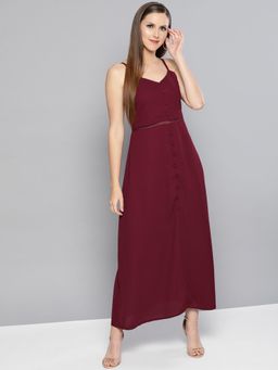 Carlton London - Women Maroon Solid Maxi Dress