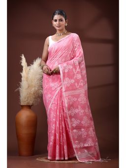 SLAGHA - Women's Woven Handloom Ethnic Cotton Silk Saree with Unstitched Blouse