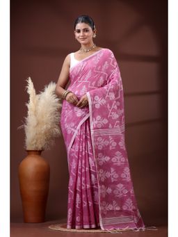 SLAGHA - Women's Woven Handloom Ethnic Cotton Silk Saree with Unstitched Blouse