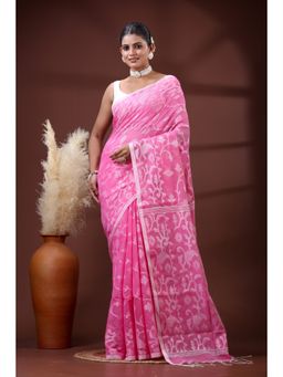 SLAGHA - Women's Woven Handloom Ethnic Cotton Silk Saree with Unstitched Blouse
