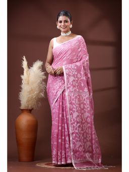 SLAGHA - Women's Woven Handloom Ethnic Cotton Silk Saree with Unstitched Blouse