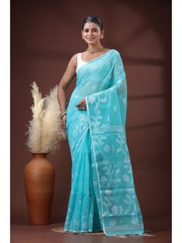 SLAGHA - Women's Woven Handloom Ethnic Cotton Silk Saree with Unstitched Blouse