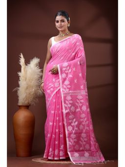 SLAGHA - Women's Woven Handloom Ethnic Cotton Silk Saree with Unstitched Blouse
