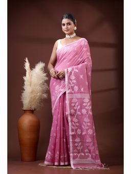 SLAGHA - Women's Woven Handloom Ethnic Cotton Silk Saree with Unstitched Blouse