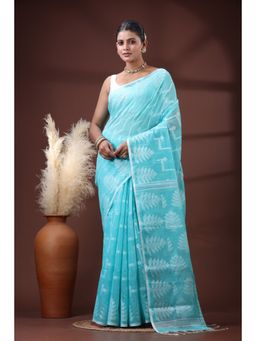 SLAGHA - Women's Woven Handloom Ethnic Cotton Silk Saree with Unstitched Blouse