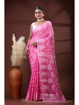 SLAGHA - Women's Woven Handloom Ethnic Cotton Silk Saree with Unstitched Blouse