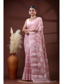 SLAGHA - Women's Woven Handloom Ethnic Cotton Silk Saree with Unstitched Blouse
