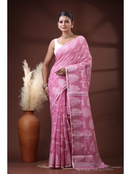 SLAGHA - Women's Woven Handloom Ethnic Cotton Silk Saree with Unstitched Blouse