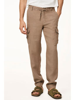 TERRA LUNA - Brown Solid Straight Fit Trouser