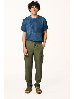 TERRA LUNA - Olive Solid Straight Fit Trouser