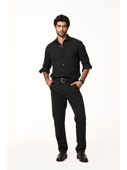 TERRA LUNA - Black Solid Relaxed Fit Trouser