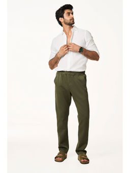 TERRA LUNA - Green Solid Relaxed Fit Trouser