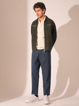 Selected - Blue Solid Relaxed Fit Trouser