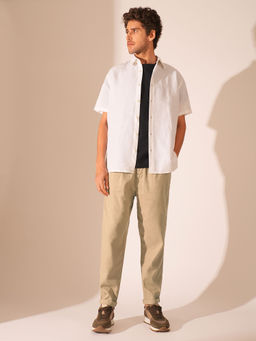 Selected - Beige Solid Relaxed Fit Trouser