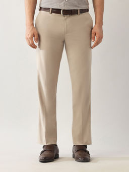 Arrow - Beige Solid Regular Fit Trouser