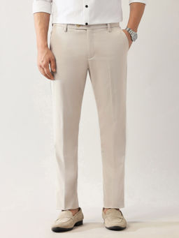 Arrow - Cream Solid Regular Fit Trouser