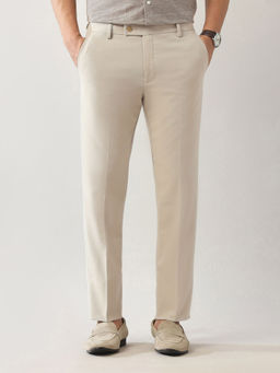 Arrow - Beige Solid Regular Fit Trouser