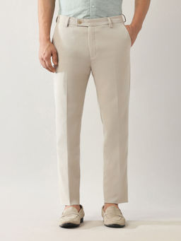Arrow - Cream Solid Slim Fit Trouser