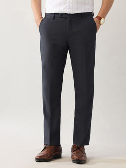 Arrow - Navy Blue Solid Regular Fit Trouser