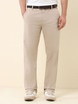 U.S. POLO ASSN. - Beige Solid Straight Fit Trouser
