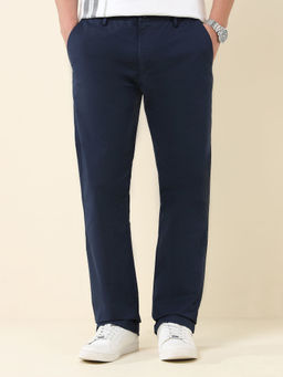 U.S. POLO ASSN. - Blue Solid Straight Fit Trouser