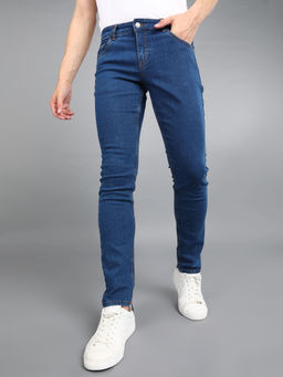 Urbano Fashion - Men Navy Blue Regular Fit Washed Jeans Stretchable